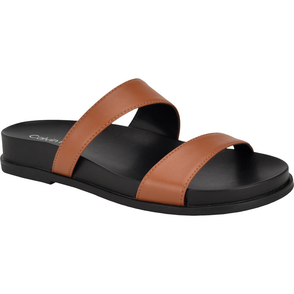 Calvin Klein Explore Slide Sandal In Dark Natural