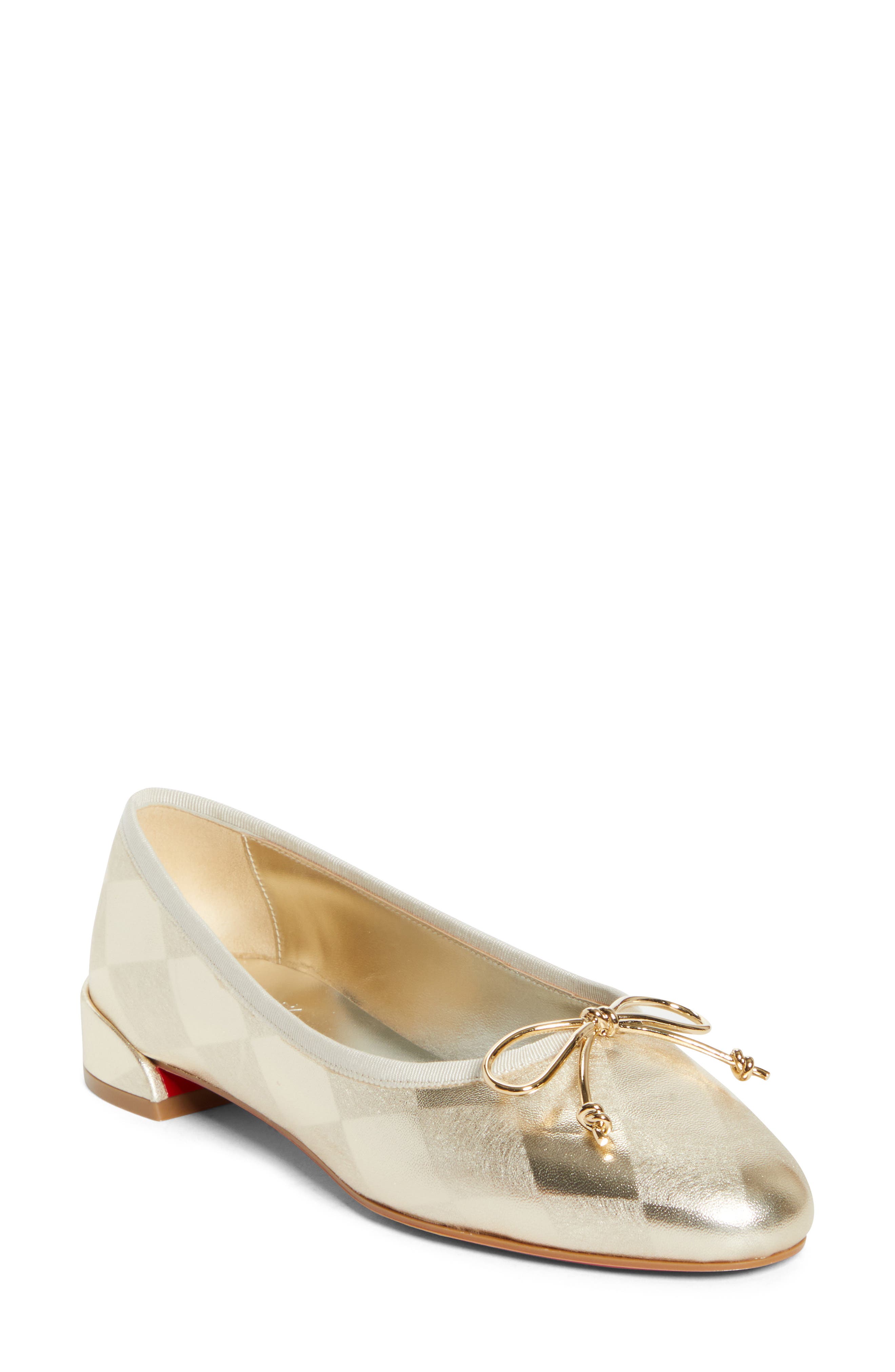 Christian Louboutin Sweetie Jane Bow Ballet Flat, Main, color, Platino Chiaro