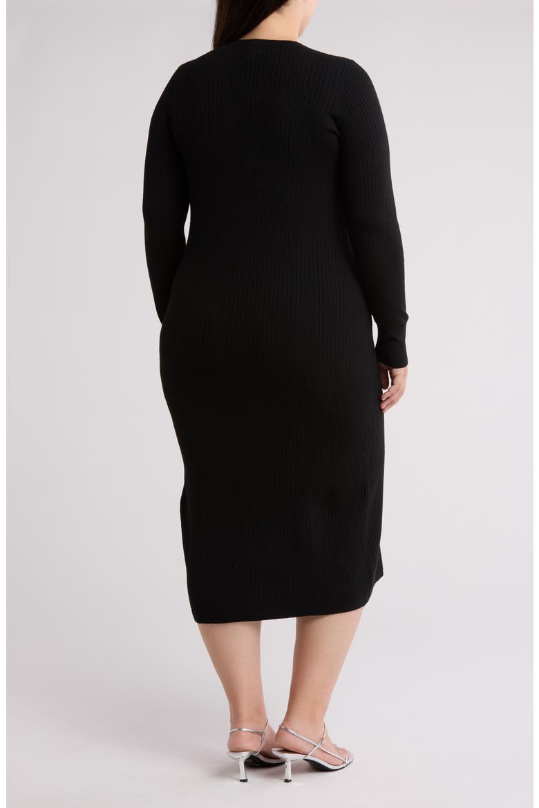 Ribbed Long Sleeve Sweater Dress, Alternate, color, BLACK