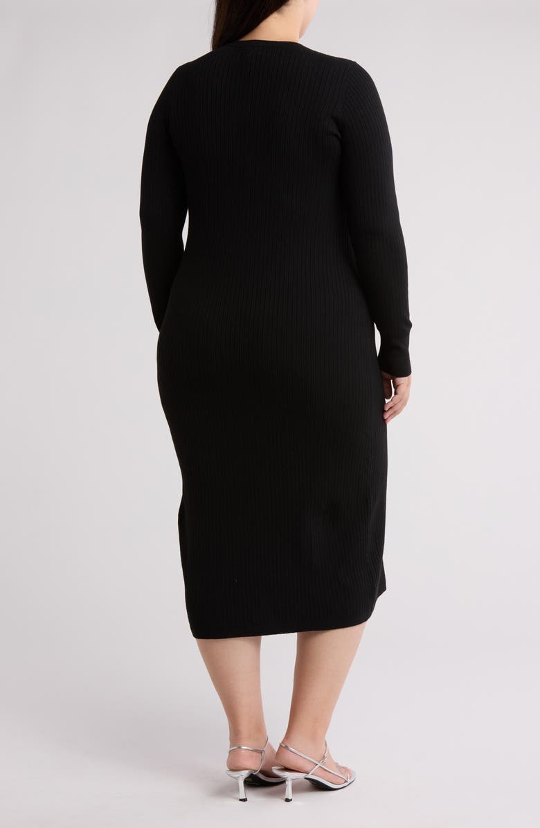 NORDSTROM RACK Ribbed Long Sleeve Sweater Dress, Alternate, color, Black