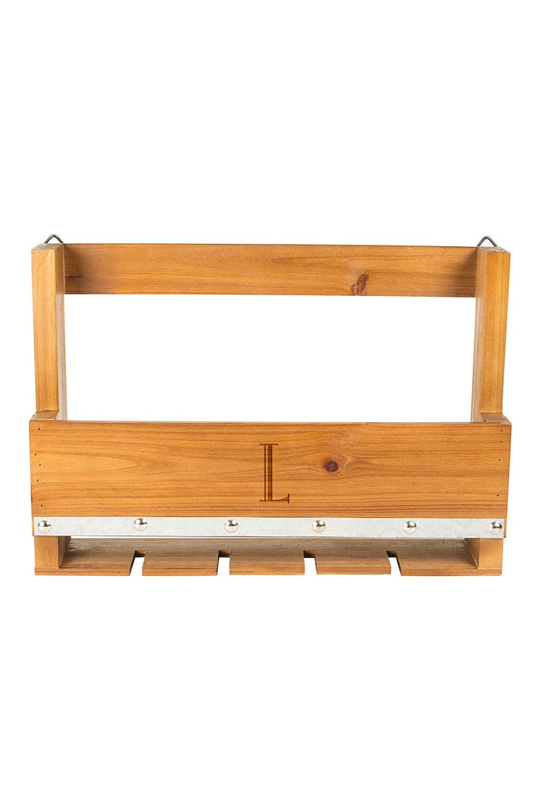 Personalized Rustic Wall Wine Rack & Glass Holder, Alternate, color, BROWN