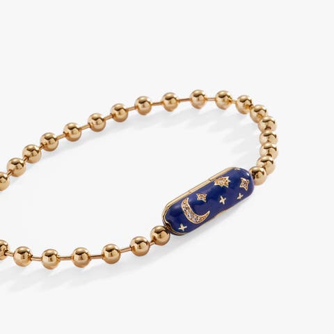 Ball Chain Barrel Closure Bracelet with Starry Night