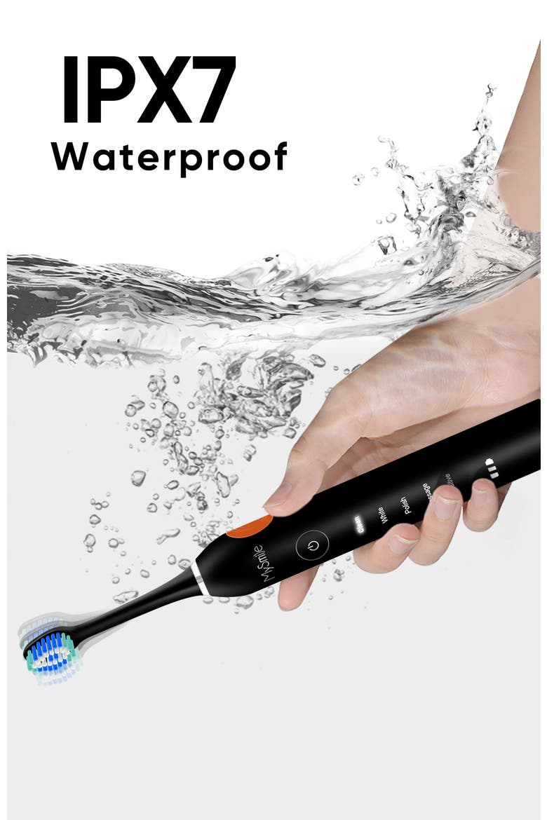 Rechargeable Sonic Electric Toothbrush for Adults, 6 Brush Heads, 5 Modes, Alternate, color, Black