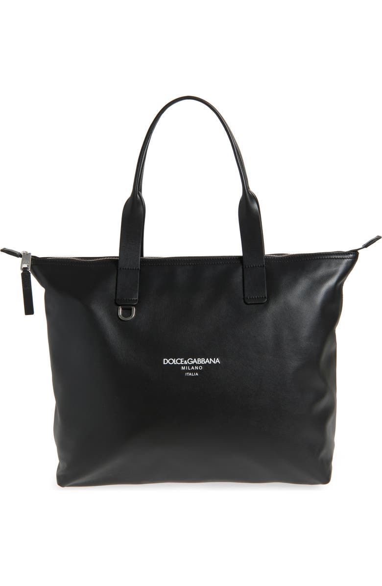 Dolce&Gabbana Medium Adamo Leather Shopper, Main, color, 80999 Nero