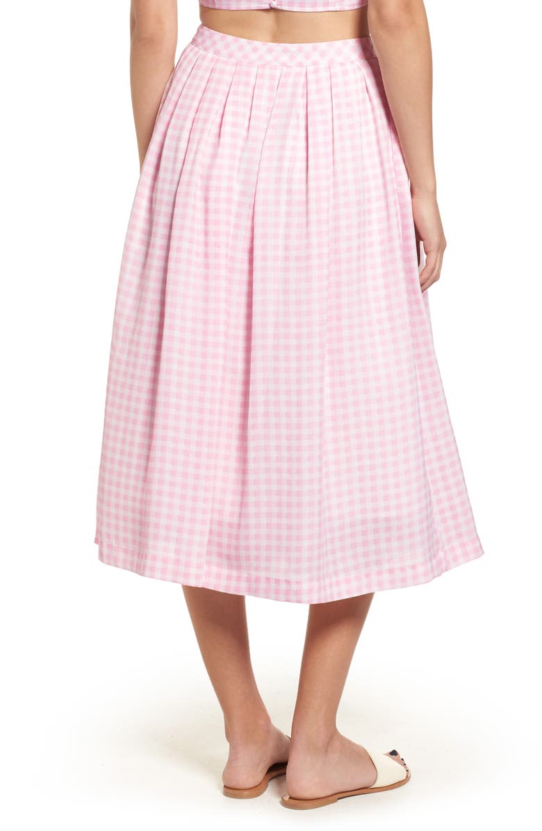 J.O.A. Gingham Midi Skirt, Alternate, color, 