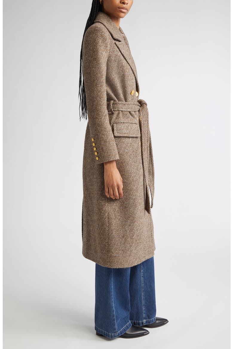 Kolina Double Breasted Wool Blend Coat, Alternate, color, BRACKEN BROWN/ GOLD
