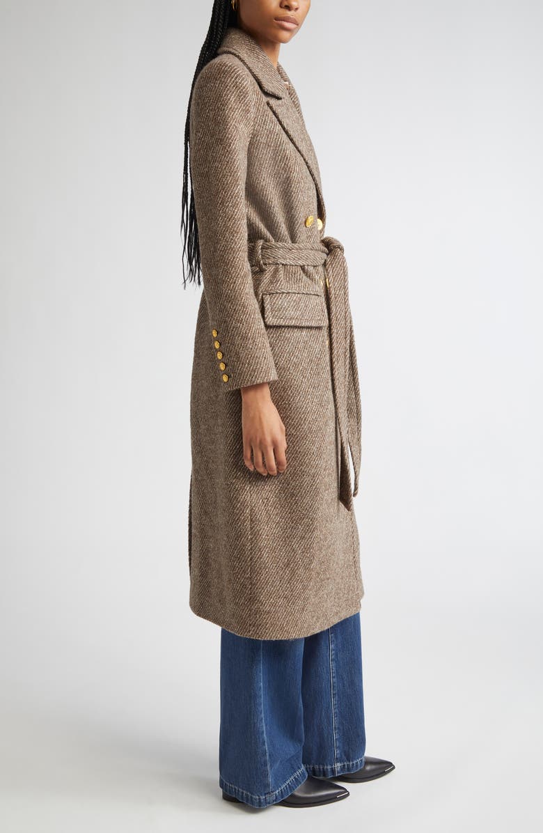 L'AGENCE Kolina Double Breasted Wool Blend Coat, Alternate, color, Bracken Brown/ Gold