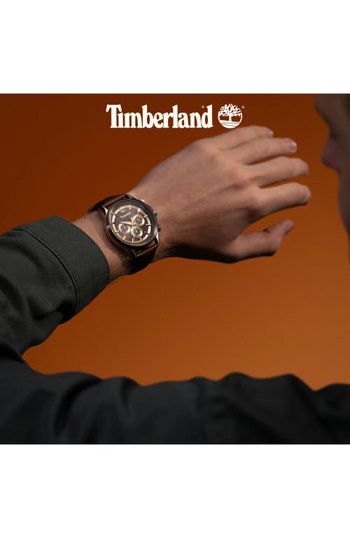 Timberland Bernardston Multifunction Chronograph Leather Strap Watch, 45mm In Dark Brown