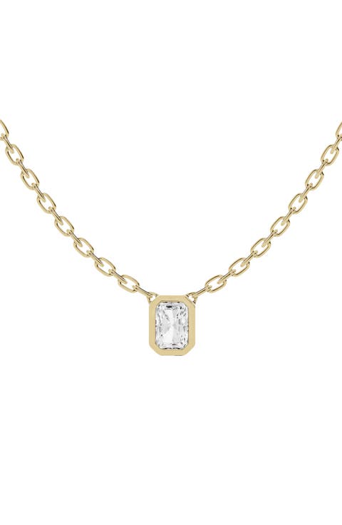 18K Gold Radiant Lab Created Diamond Pendant Necklace (Nordstrom Exclusive)