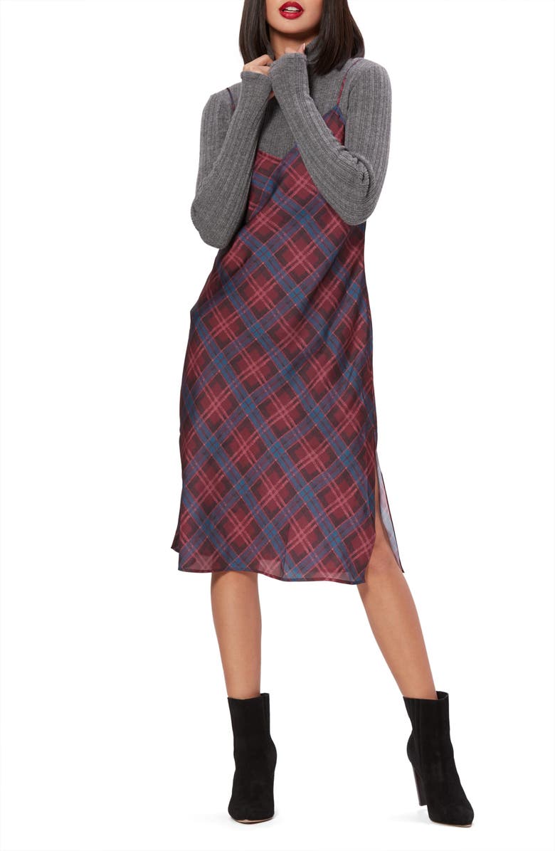 PAIGE Cicely Plaid Satin Slipdress, Alternate, color,