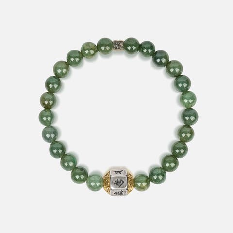 Men's Jade Mantra Beaded Bracelet Words of Wisdom