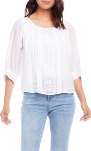 Karen Kane Lace Inset Cotton Top