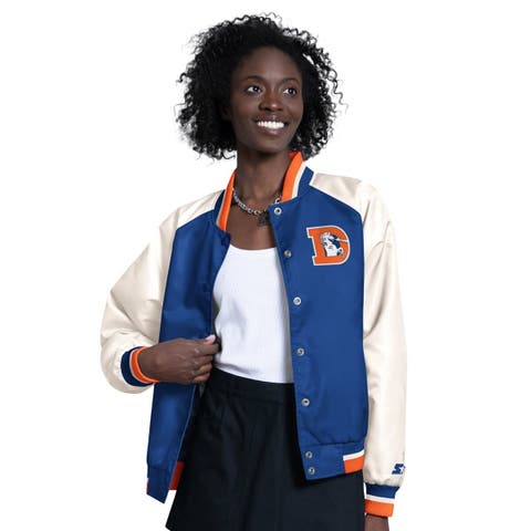 Women's Starter  Blue/White Denver Broncos Raglan Blitz Full-Snap Varsity Jacket