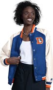 STARTER Women's Starter  Blue/White Denver Broncos Raglan Blitz Full-Snap Varsity Jacket