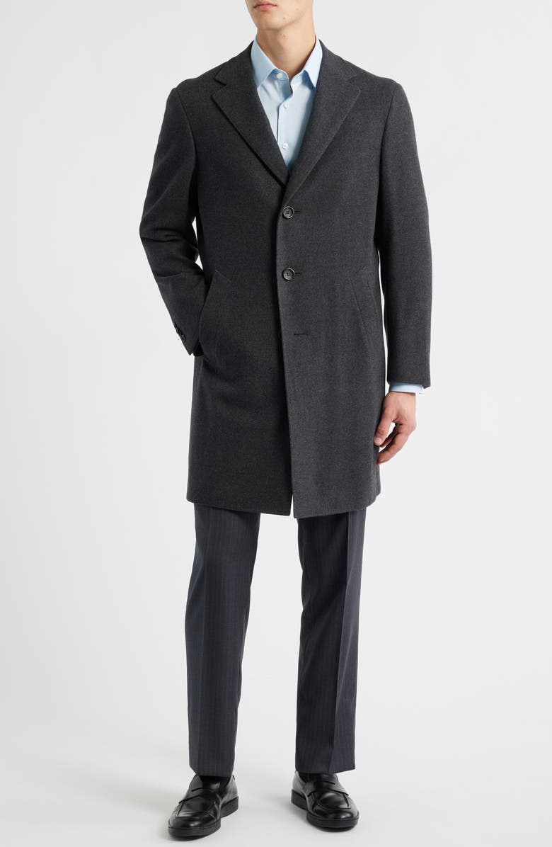 Canali Kei Trim Fit Wool Coat, Alternate, color, Charcoal