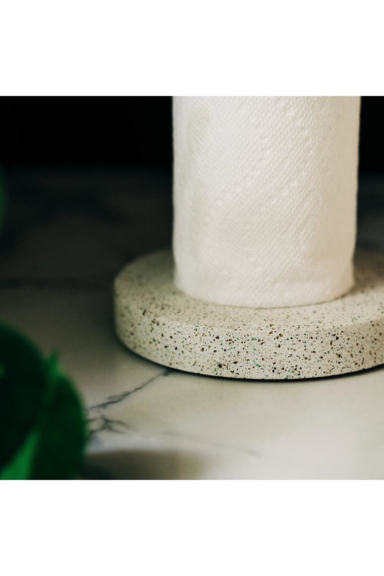 Paper Towel Holder, Alternate, color, White Terrazzo / Walnut