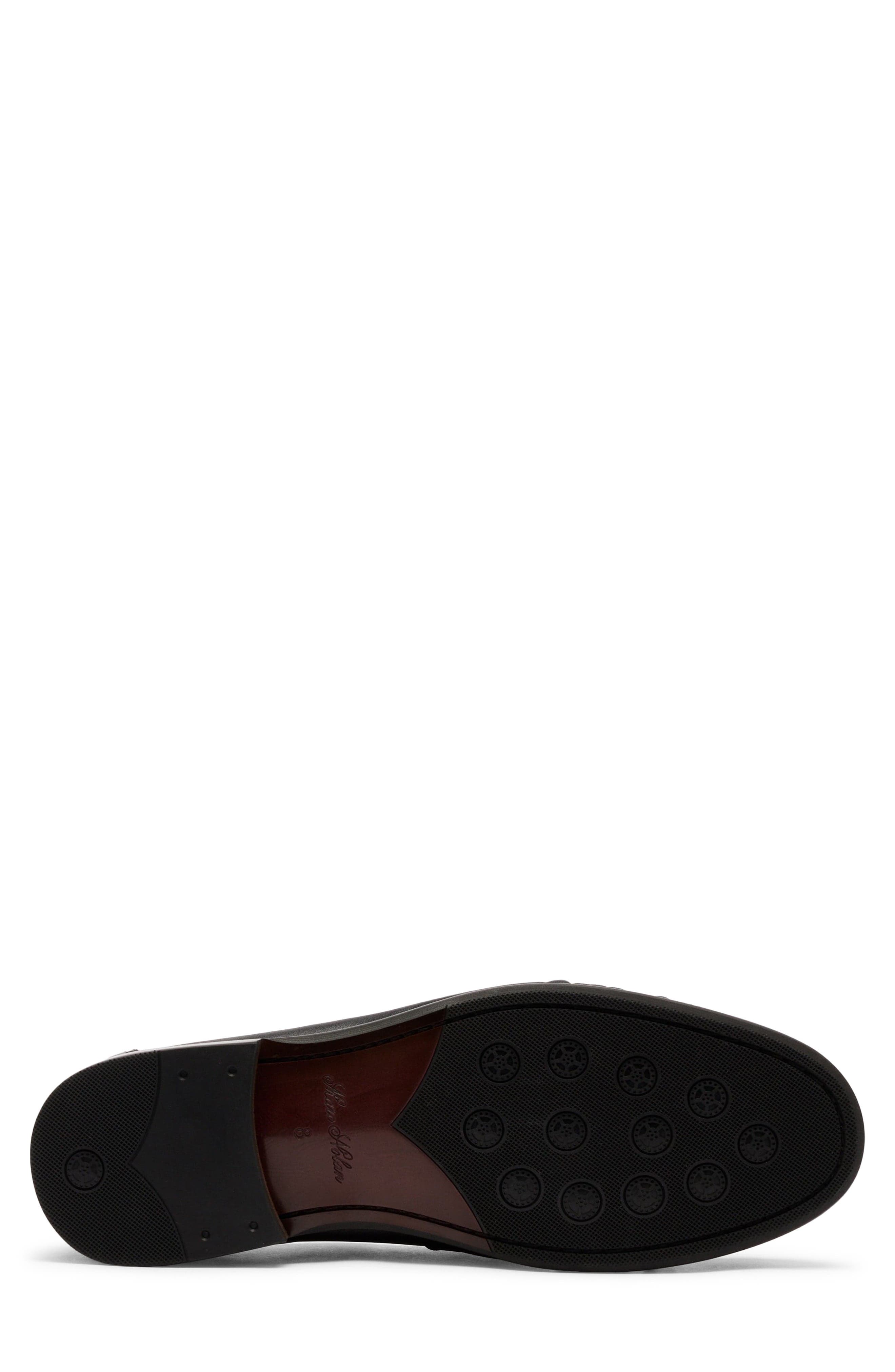 Kennedy Pleated Leather Penny Loafer, Alternate, color, BLACK