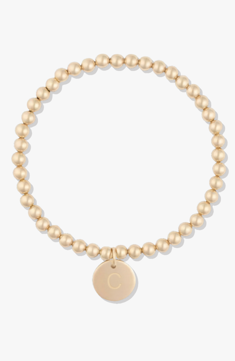 Classic Initial Coin 14k Gold Filled Bead Bracelet