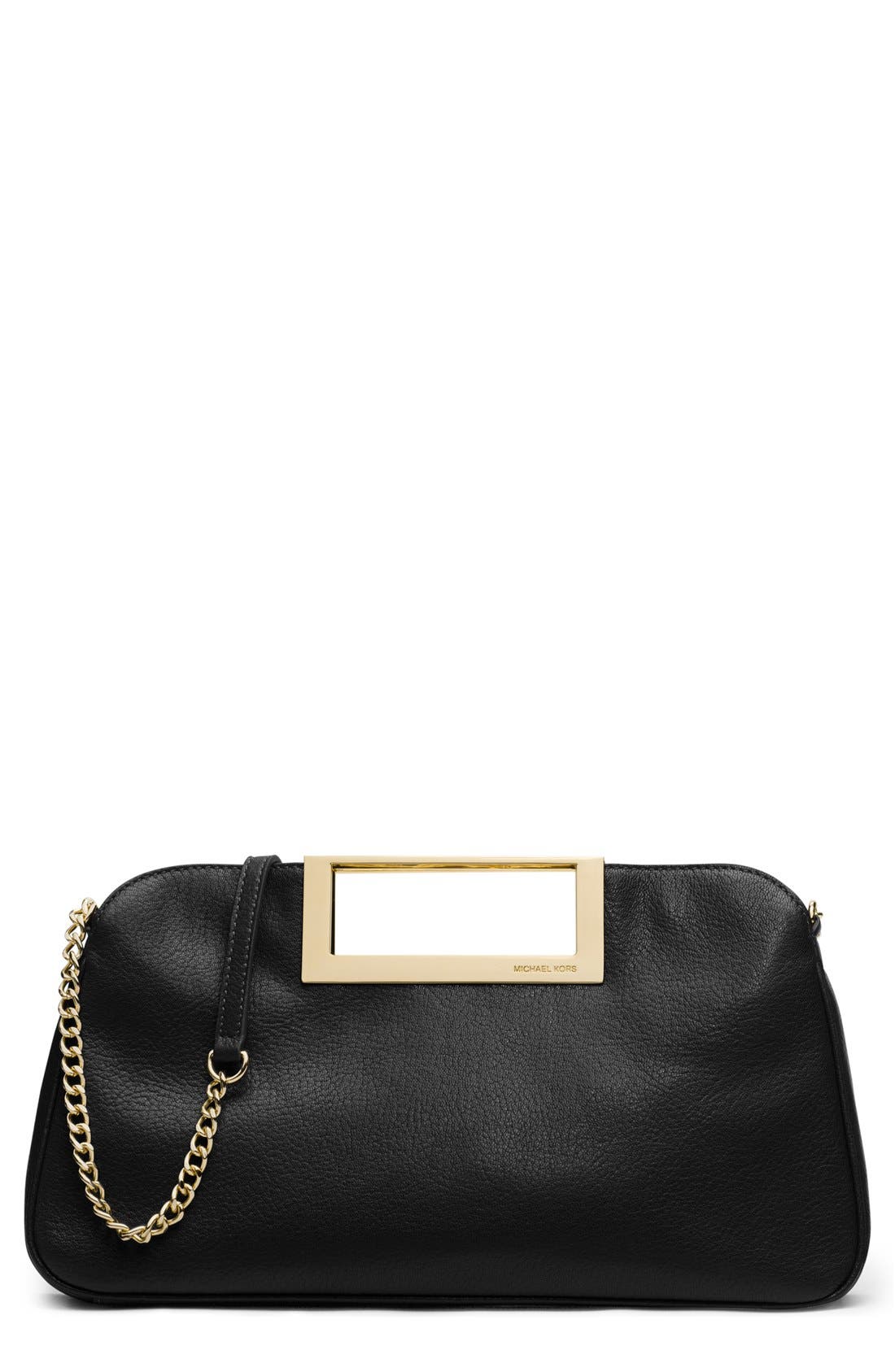 MICHAEL Michael Kors Leather Clutch, Main, color, 