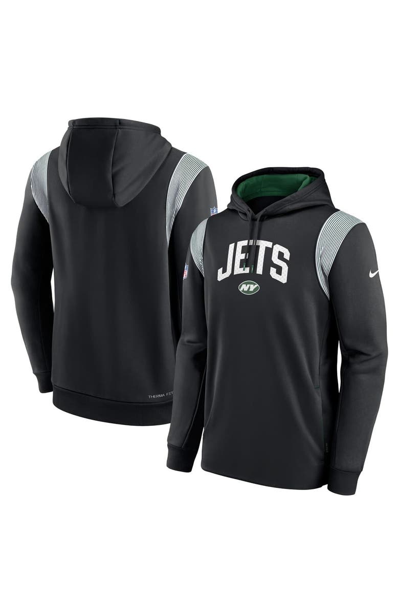 Nike Men's Nike Black New York Jets Sideline Athletic Stack Performance Pullover Hoodie, Main, color, Black
