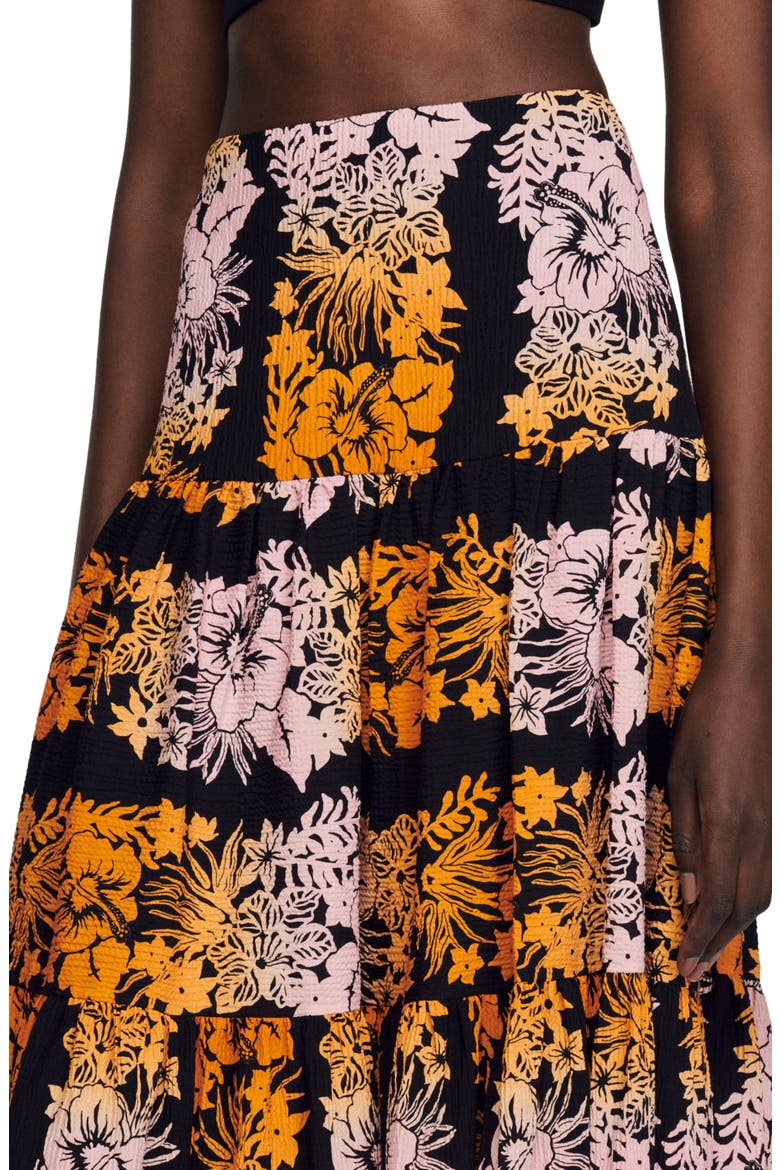 Maddie Floral A-Line Skirt, Alternate, color, NOIR
