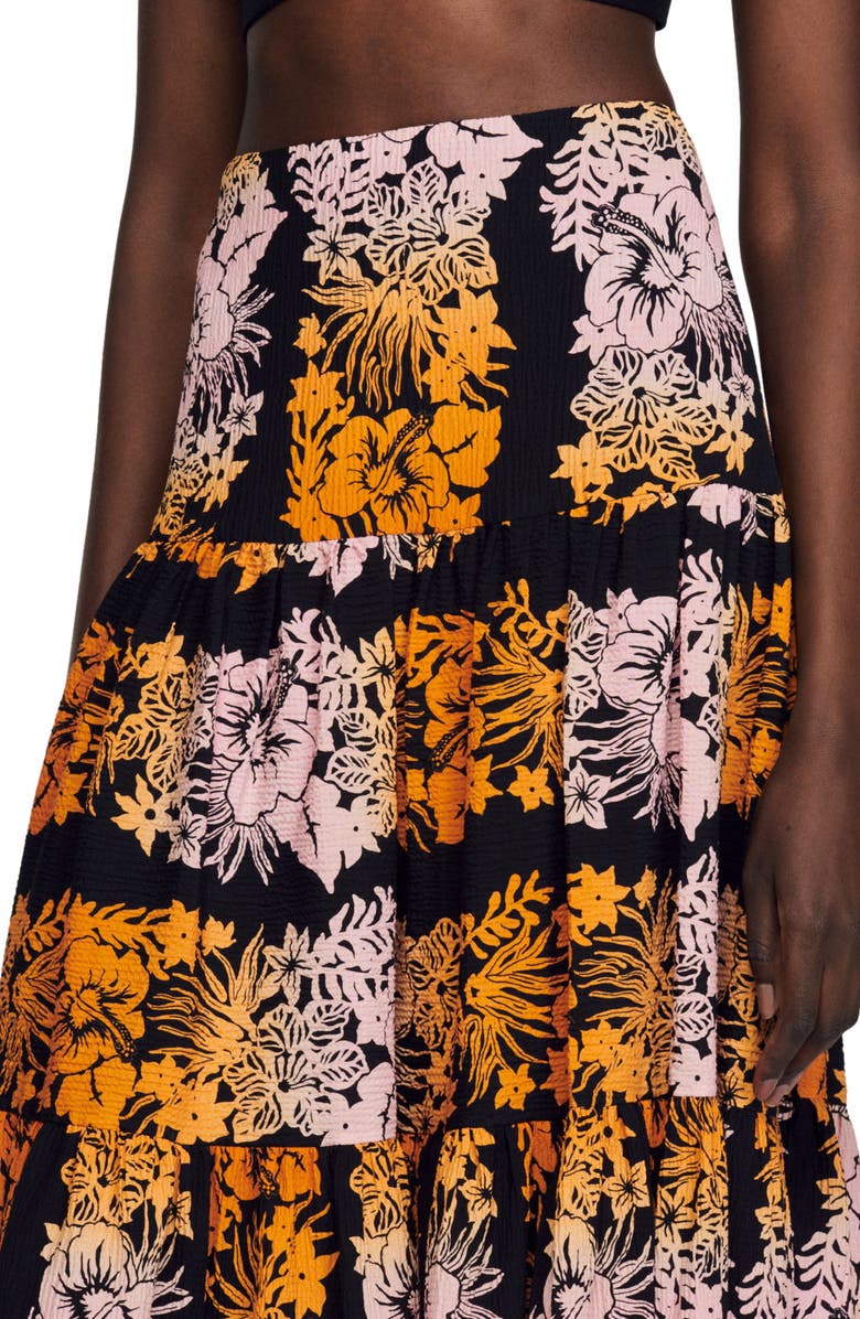 SANDRO Maddie Floral A-Line Skirt, Alternate, color, Noir
