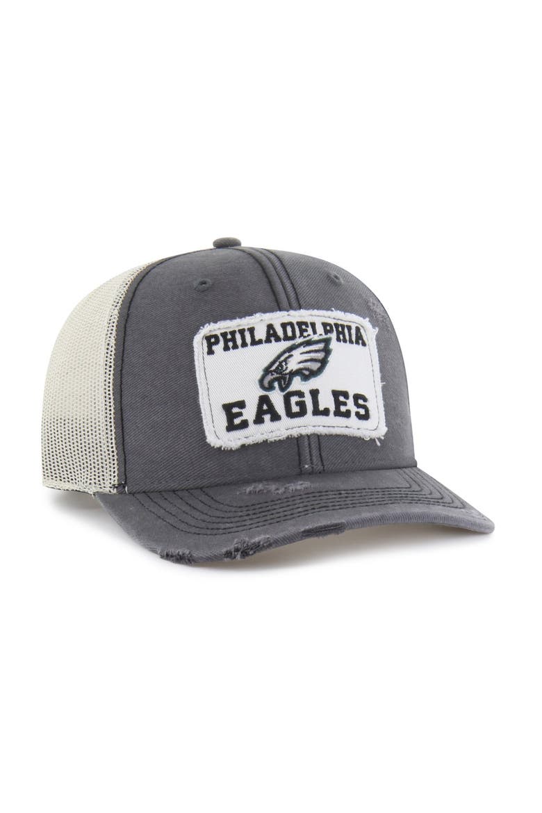 Men's '47 Charcoal Philadelphia Eagles Egremont Well-Worn Adjustable Trucker Hat, Alternate, color, Charcoal