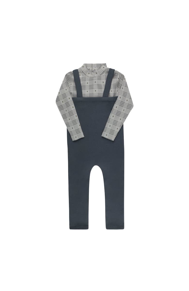 Ely
s 
Co. Cotton Floral Plaid Collection - Bodysuit + Overalls, Main, color, Blue