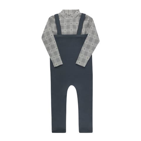 Cotton Floral Plaid Collection - Bodysuit + Overalls (Toddler, Little Kid & Big Kid)