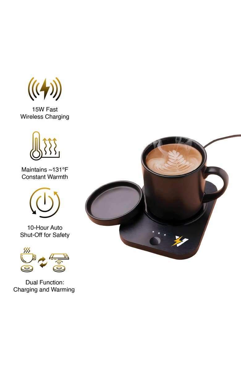 PURSONIC Desk-to-Bedside Power & Comfort Bundle - Sip & Charge 2-in-1 Mug Warmer + 5-in-1 Wireless Charging Alarm Clock Speaker, Alternate, color, Multicolor