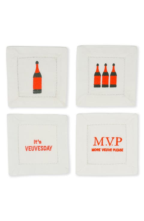 Set of 4 Embroidered Coasters