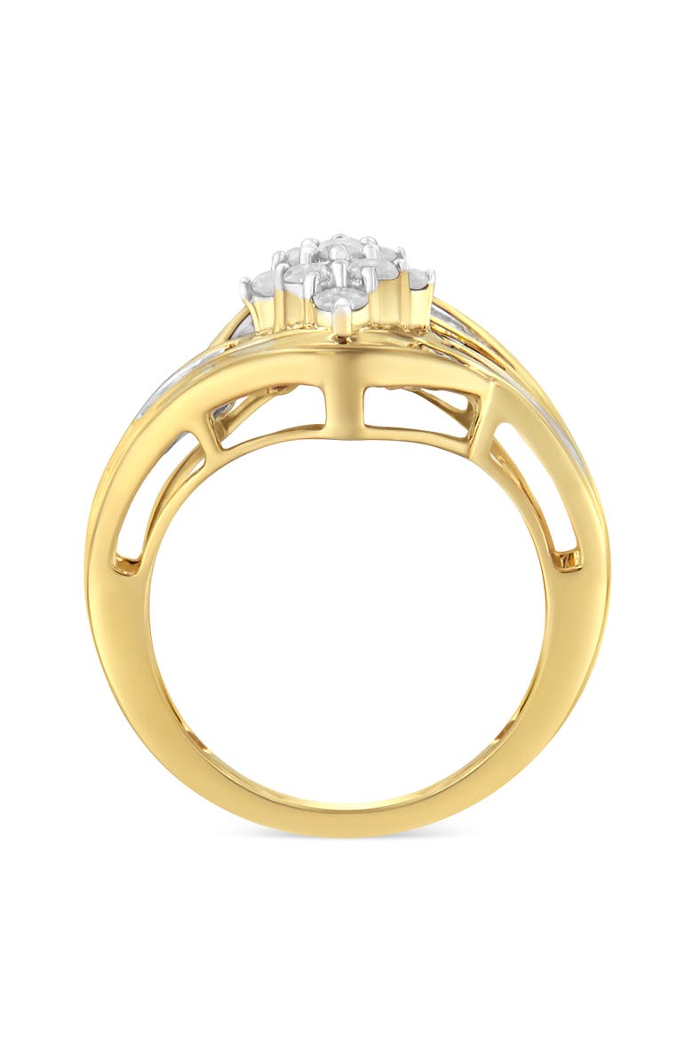 Haus of Brilliance 10K Yellow Gold over .925 Sterling Silver 1.0 Cttw Diamond Bypass Cluster Ring, Alternate, color, Yellow Gold Over Silver