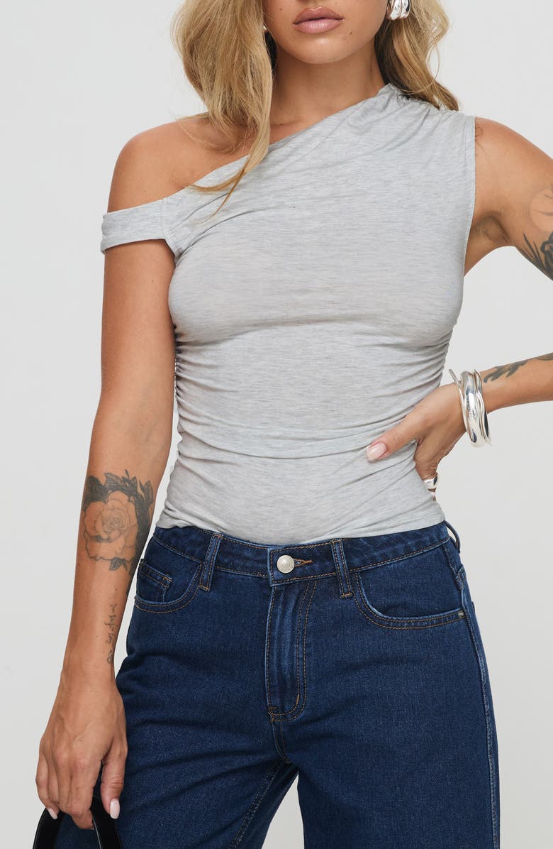 Princess Polly Beller One-Shoulder Top, Main, color, Marle Grey
