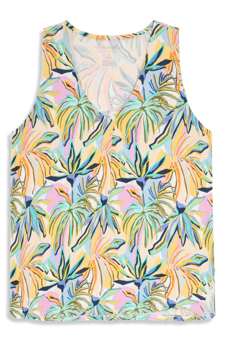 CARIBBEAN JOE Pleat Front Tank, Alternate, color, Yellow Multi