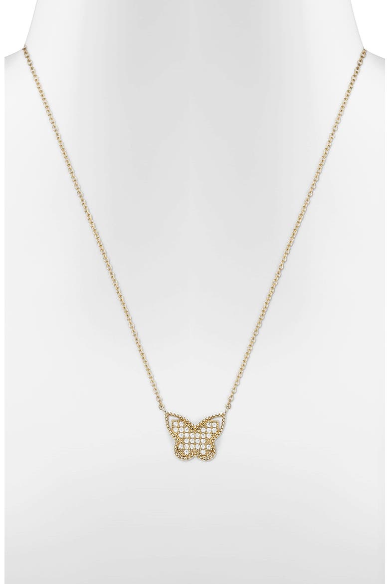 Kids' Cubic Zirconia Butterfly Pendant Necklace, Alternate, color, GOLD
