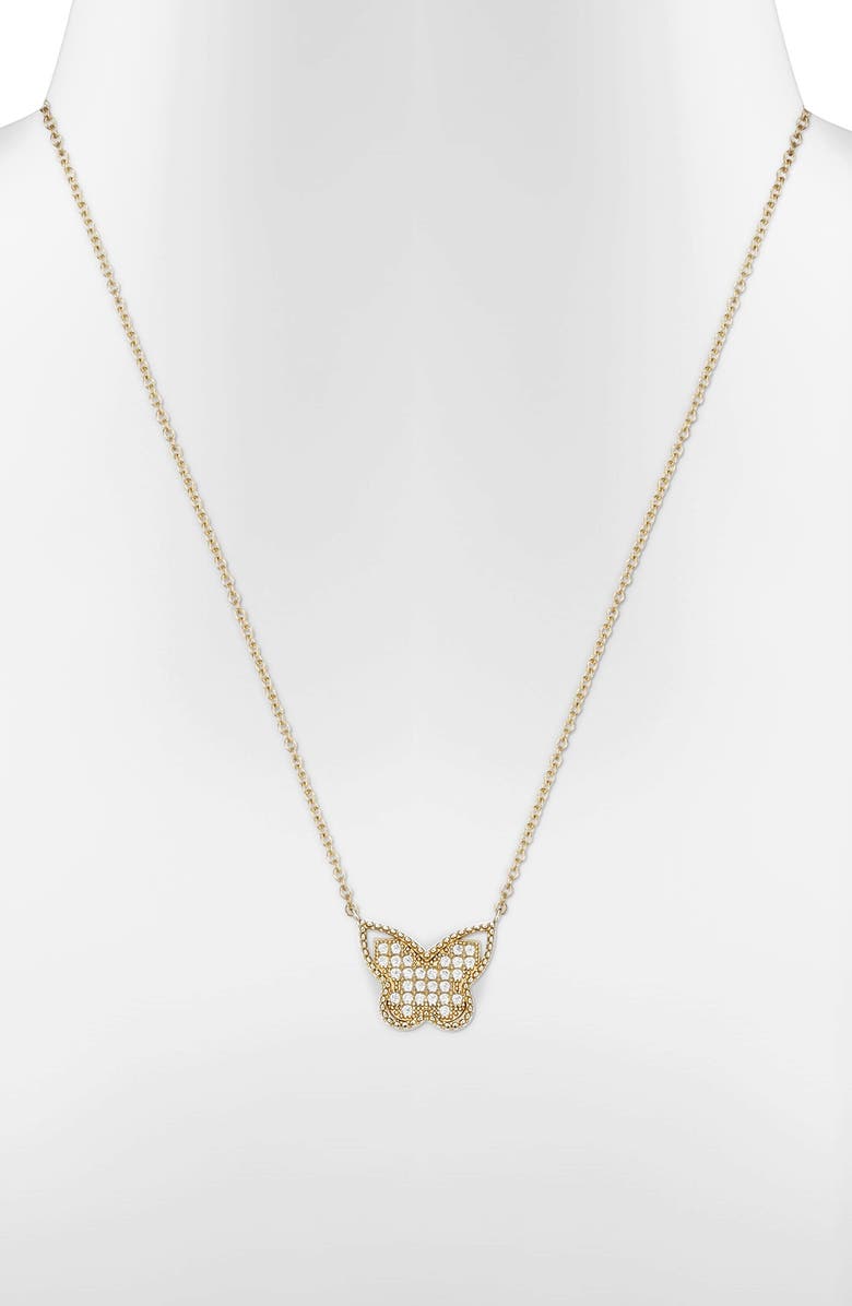 Lily Nily Kids' Cubic Zirconia Butterfly Pendant Necklace, Alternate, color, Gold