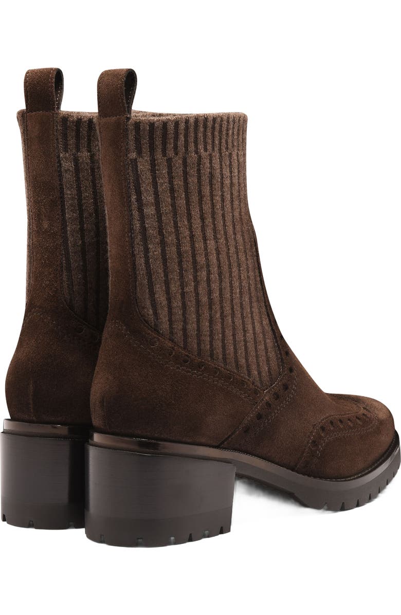 Santoni Women's suede low-heel ankle boot, Alternate, color, Brown