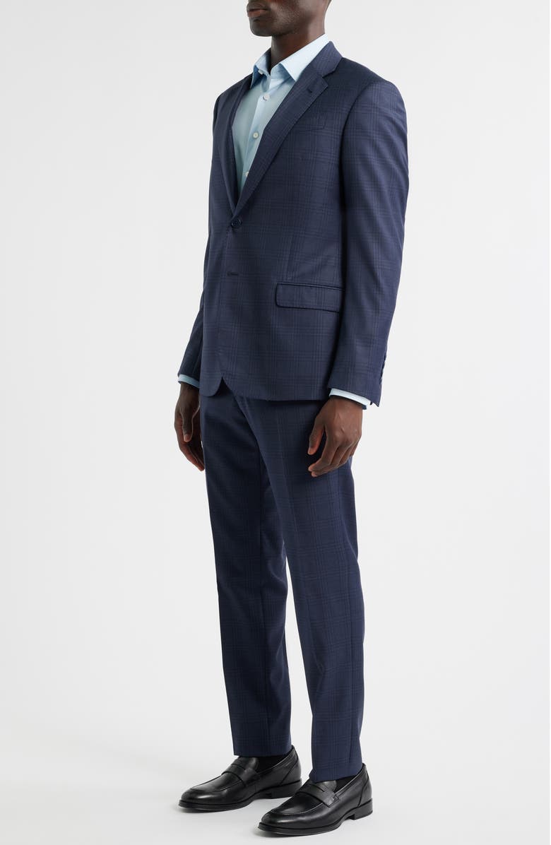 Emporio Armani Navy Blue Check Wool Suit, Alternate, color, Plaid Blue