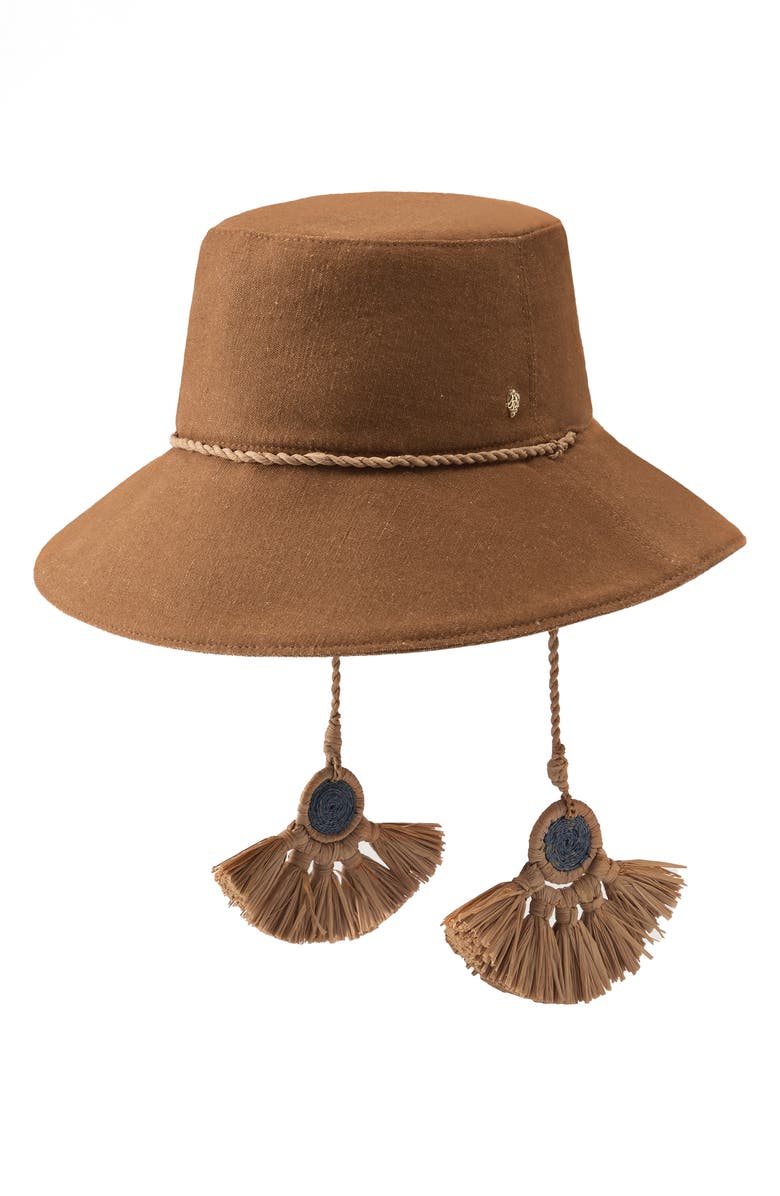 Helen Kaminski Isla Cotton & Linen Blend Bucket Hat, Main, color, Nutshell