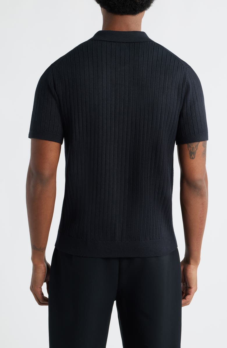 Open Edit Rib Polo Sweater, Alternate, color, Black Caviar