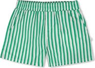 Deux par Deux Elastic Waist Slant Pockets Striped Shorts