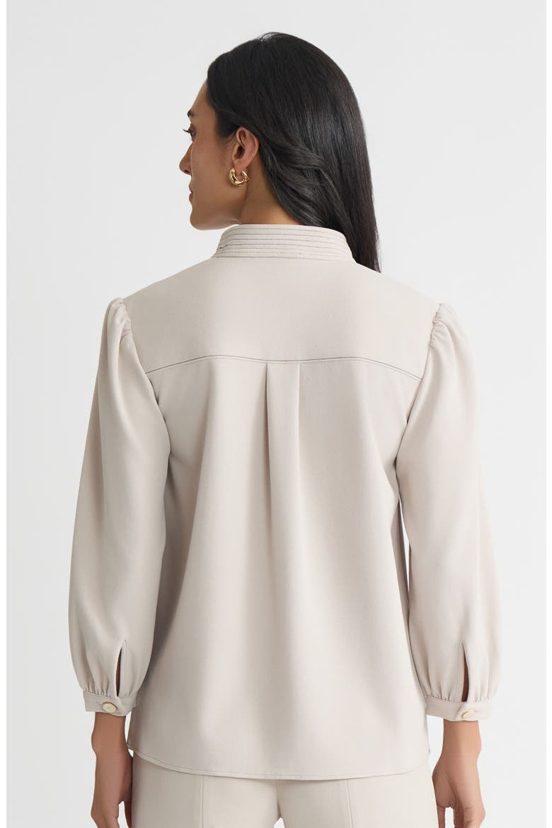 Stretch Deco Crepe Balloon Sleeve Blouse, Alternate, color, Limestone/Black