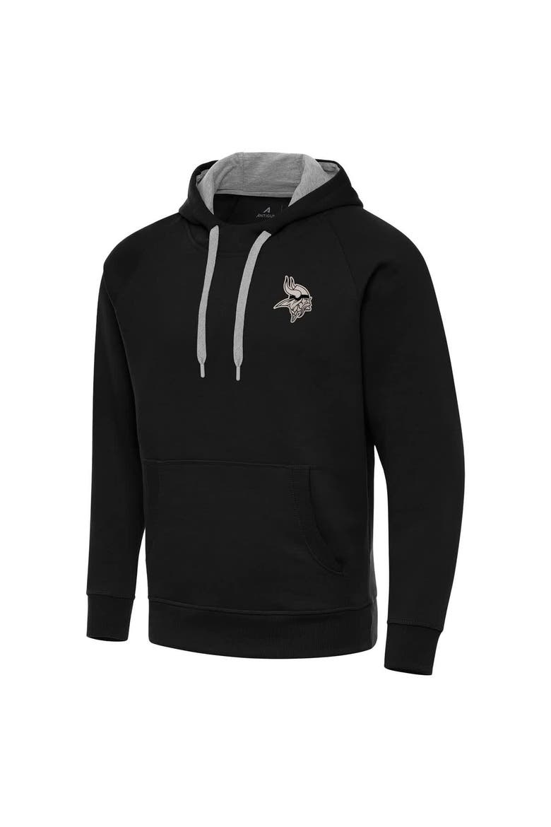 Men's Antigua Black Minnesota Vikings Brushed Carbon Victory Pullover Hoodie, Alternate, color, Black