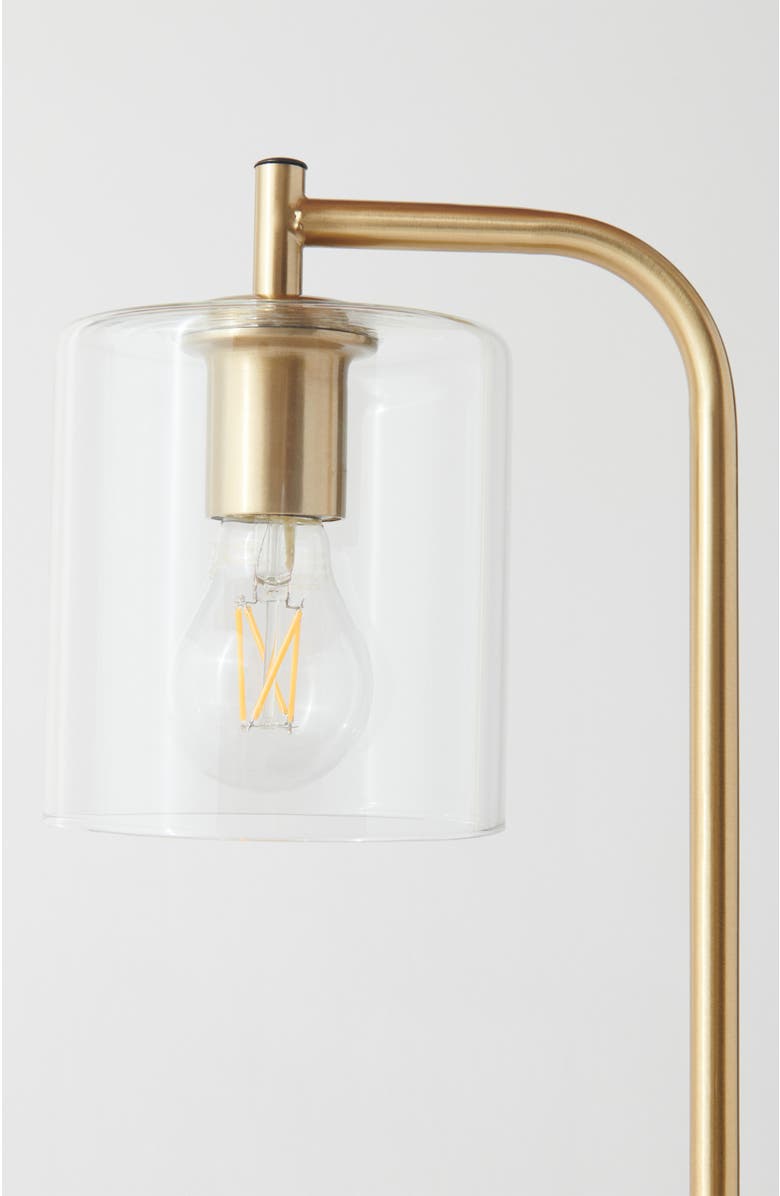 Brightech Elizabeth 5.5" Glass Shade LED Table Lamp with USB and Wireless Charging Pad, Bulb Included, Alternate, color, Polished Brass