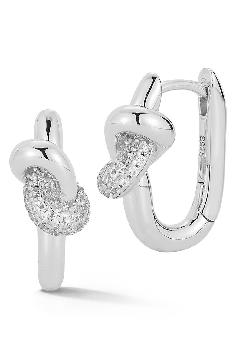 GLAZE JEWELRY Love Knot Hoop Earrings, Main, color, Silver