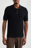 Open Edit Textured Short Sleeve Polo Sweater