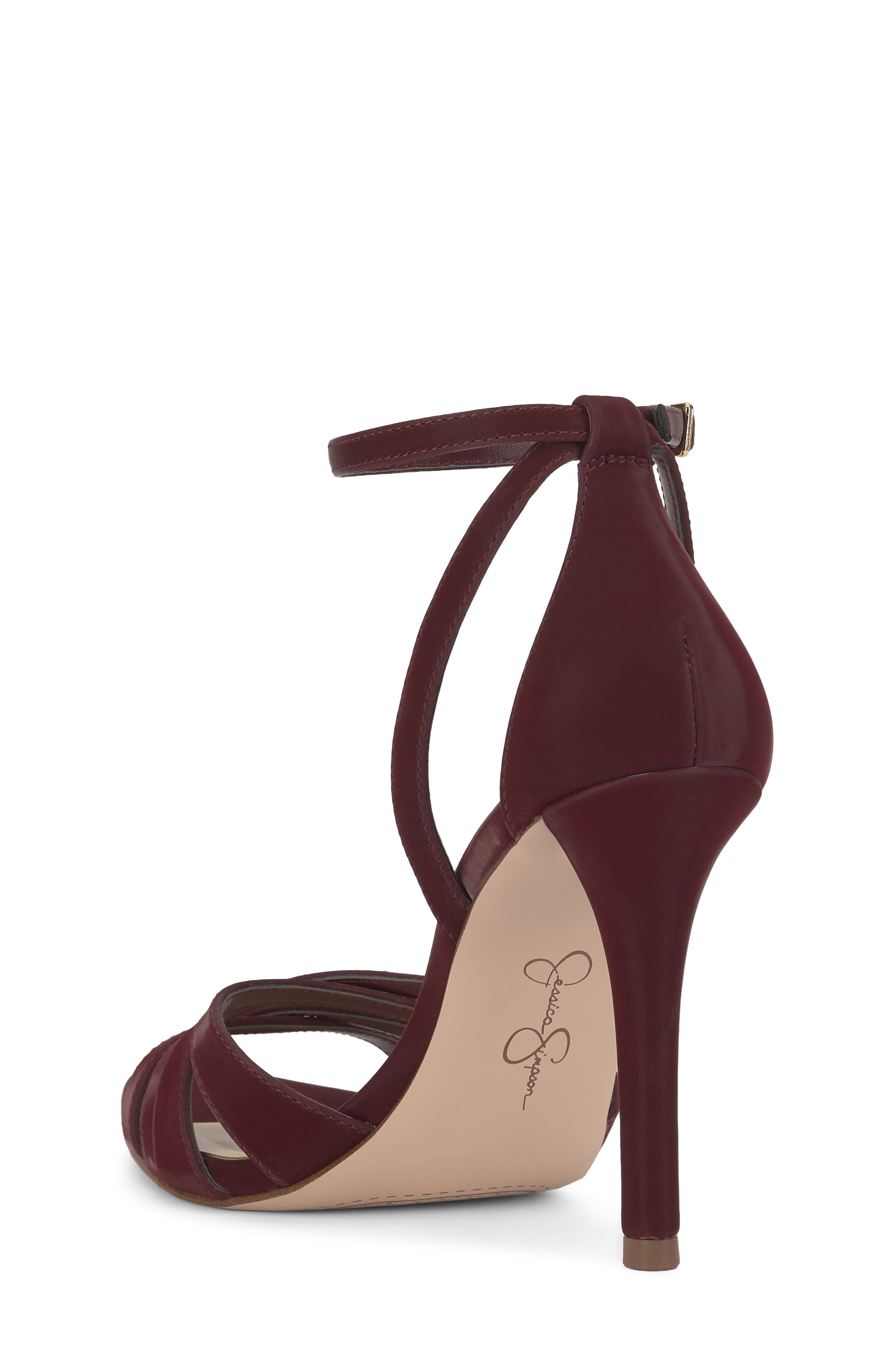 Calisa Ankle Strap Sandal, Alternate, color, DARK CHERRY