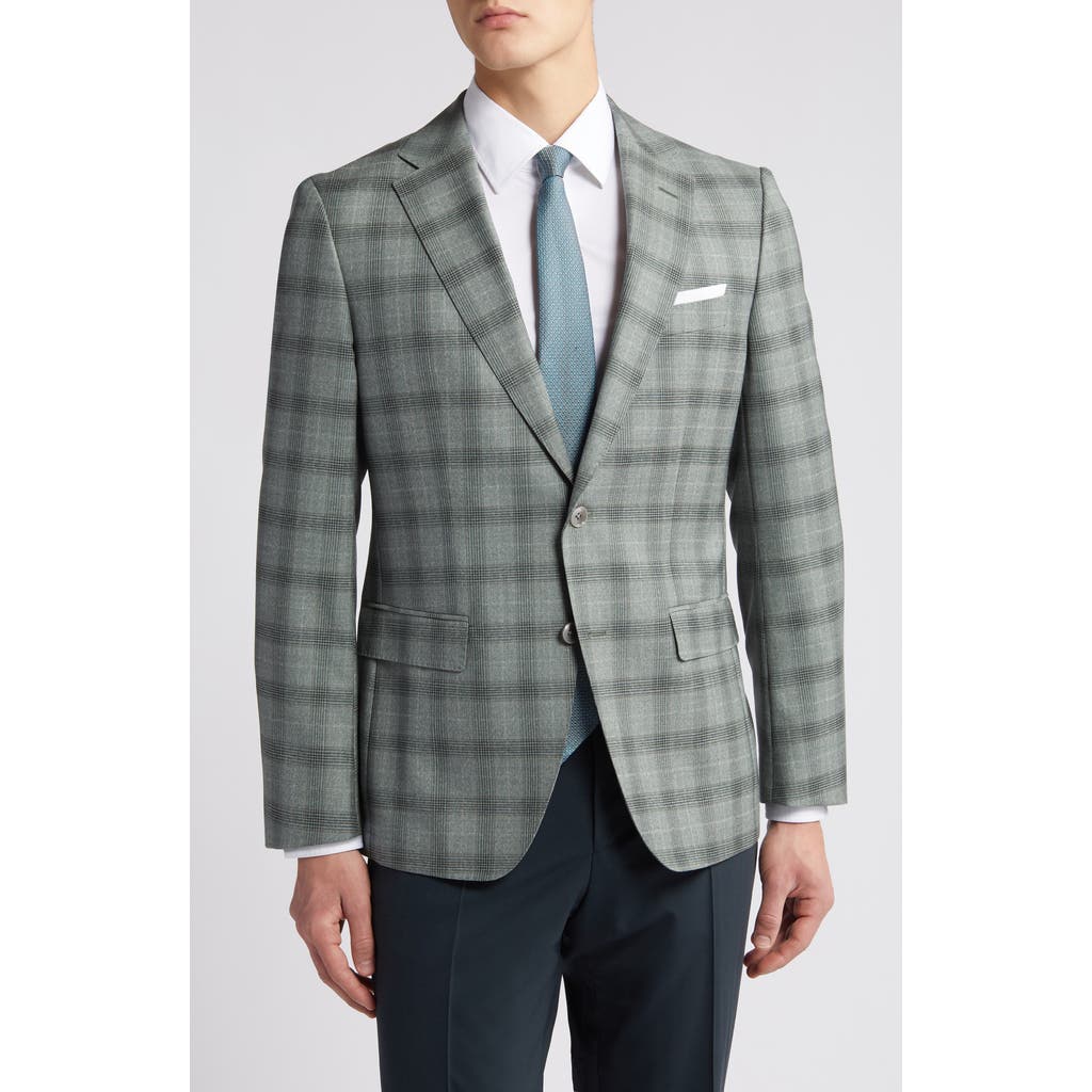 Hugo Boss Hutson Plaid Slim Fit Sport Coat In Open Green