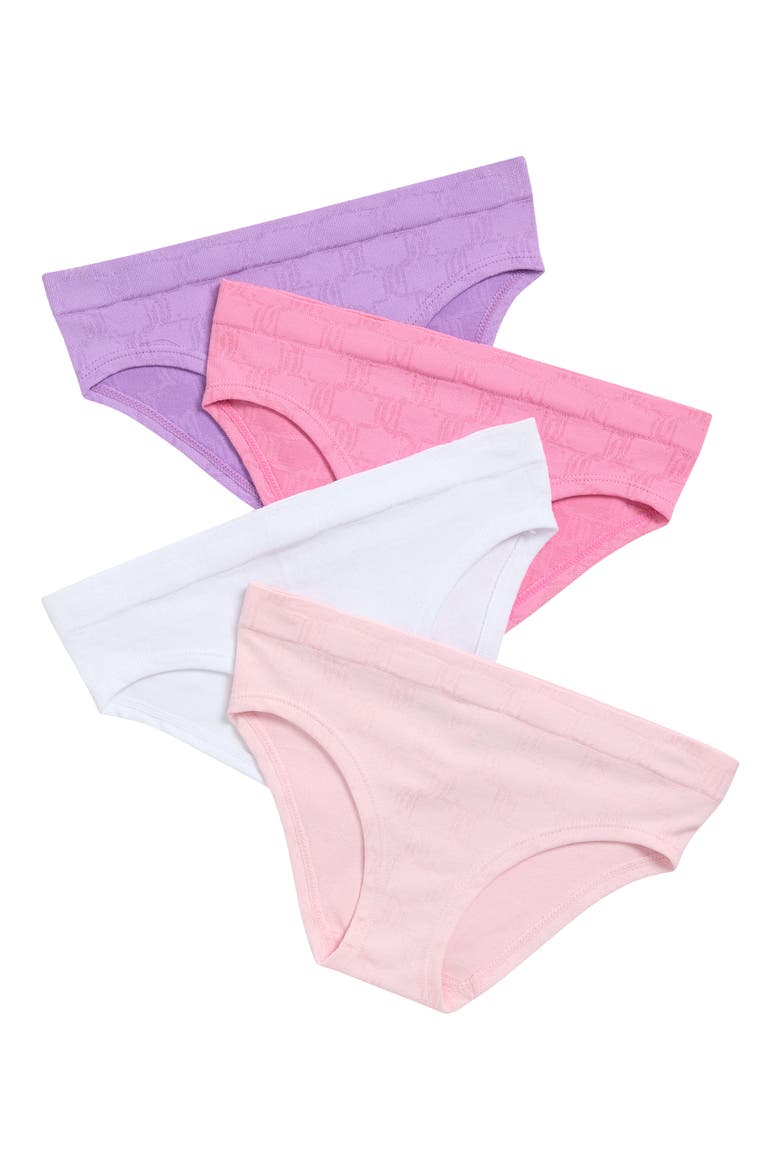 Kids' Assorted 4-Pack Seamless Jacquard Briefs, Main, color, BLOOM/ WHITE/ PINK/ ORCHID