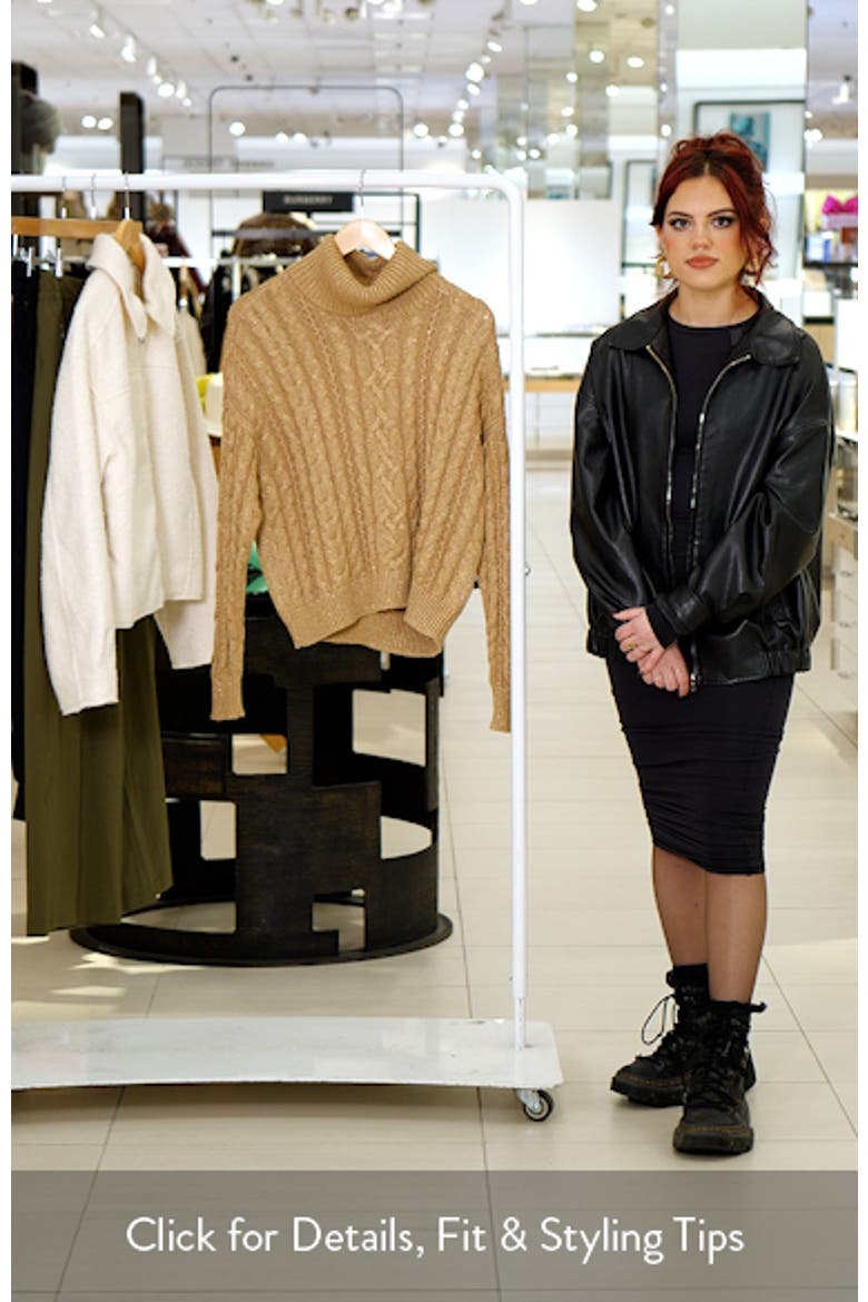 Metallic Turtlenrck Cable Knit Sweater video